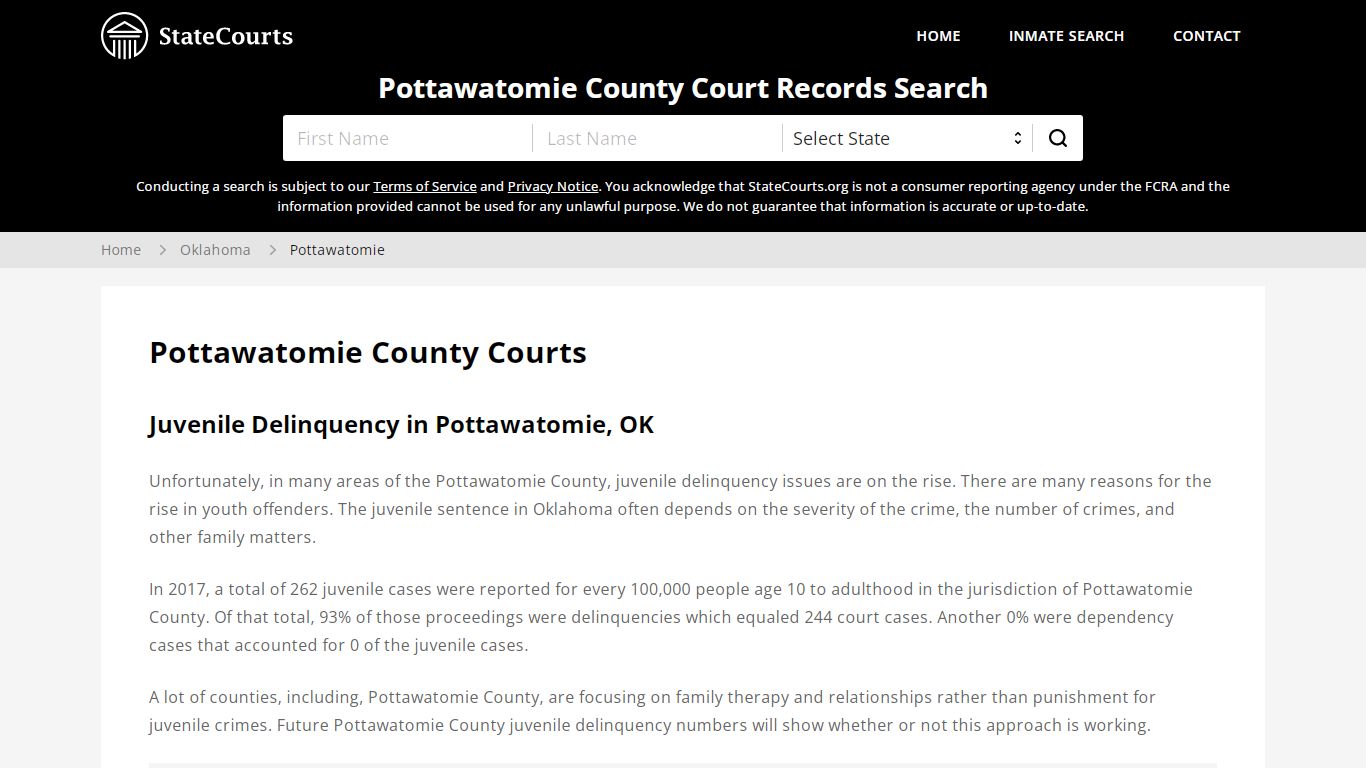 Pottawatomie County, OK Courts - Records & Cases - StateCourts