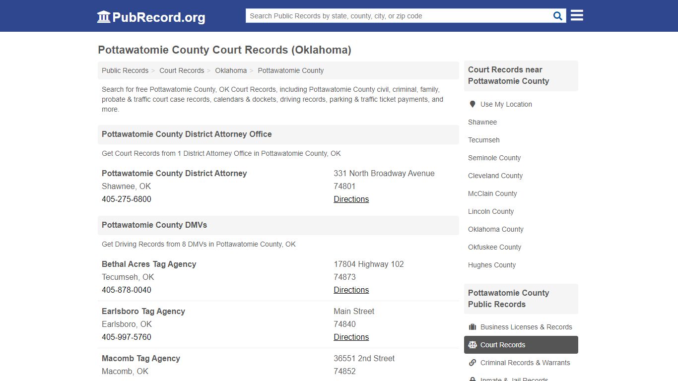 Free Pottawatomie County Court Records (Oklahoma Court ...